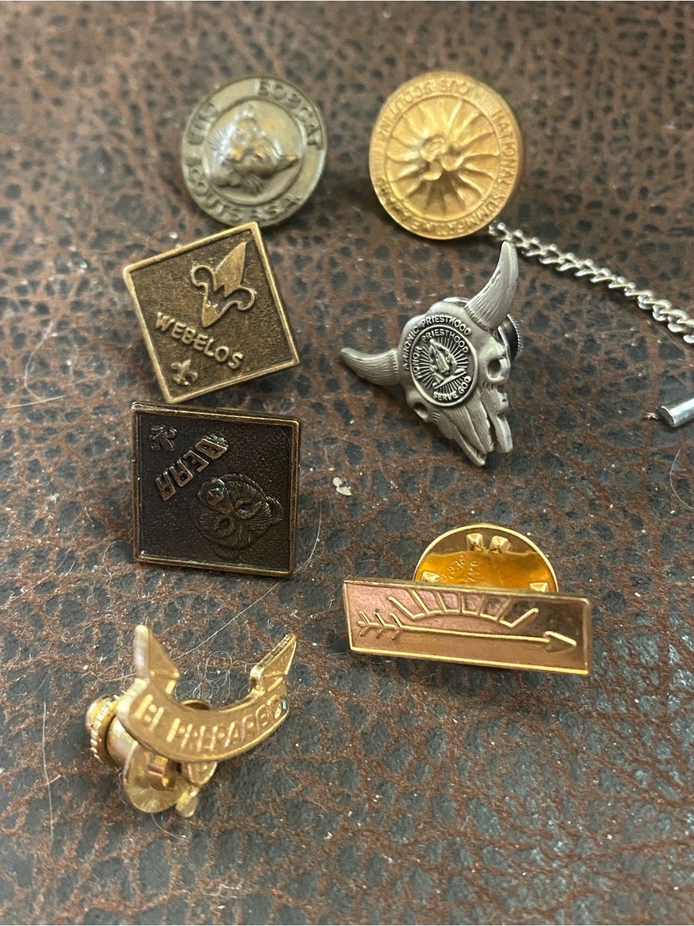7 Vintage Boy and Cub Scouts of America Award lapel pins with clutch backs